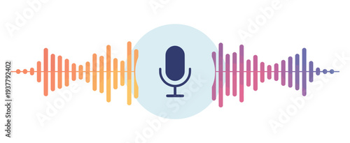 Microphone icon with sound waves voice recording symbol