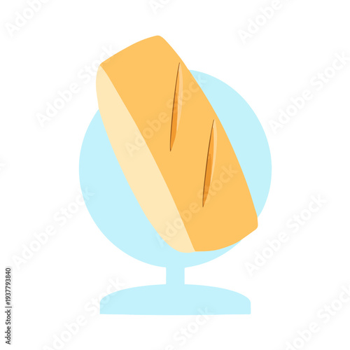 A stylized illustration of a loaf of bread, showing a portion with scored cuts