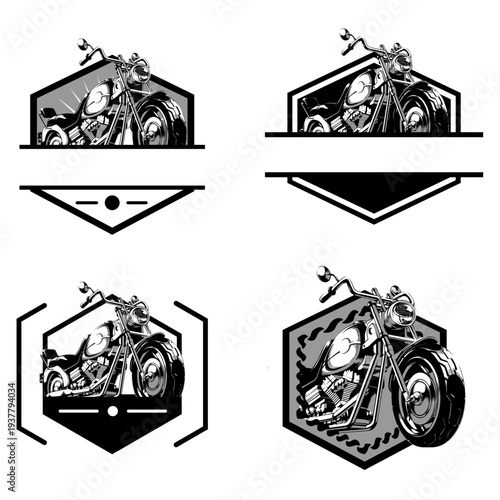 Badge Hexagonal Motorcycle Vintage Biker Emblem