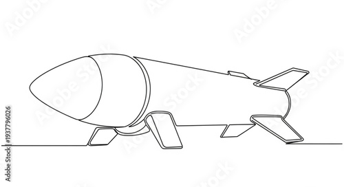Simple Line Drawing of Rocket.
