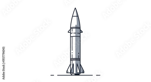 Simple Line Drawing of Rocket.