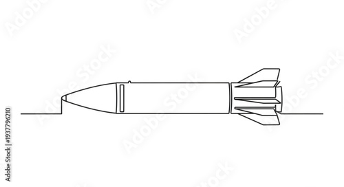 Simple Line Drawing of Missile.