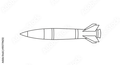 Simple Line Drawing of Rocket.
