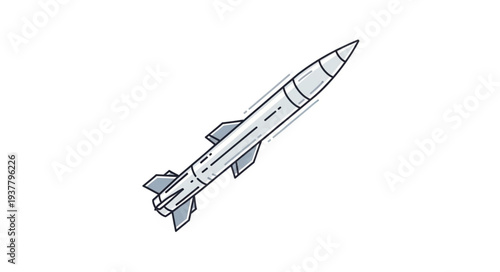 Simple Line Drawing of Missile.