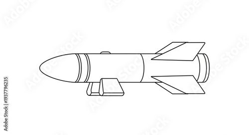 Simple Line Drawing of Missile.