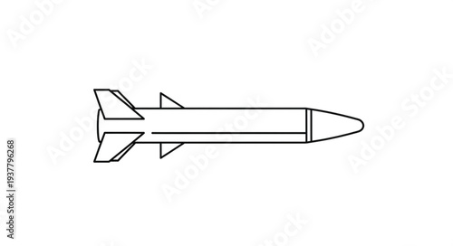 Simple Line Drawing of Missile.