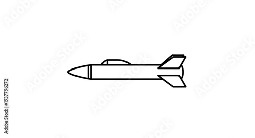 Simple Line Drawing of Missile.