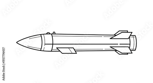 Simple Line Drawing of Missile.