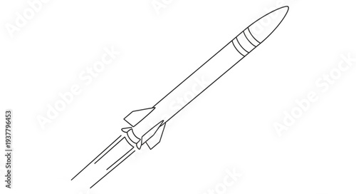 Simple Line Drawing of Rocket.