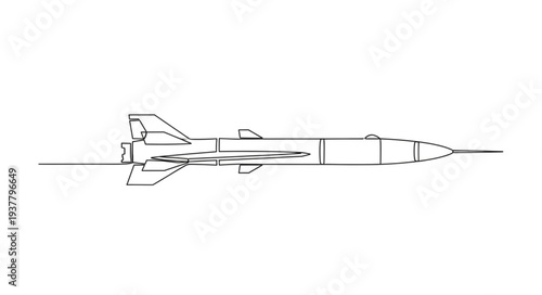 Simple Line Drawing of Missile.