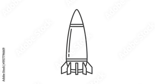 Simple Line Drawing of Rocket.