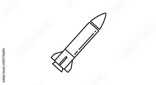Simple Line Drawing of Rocket.