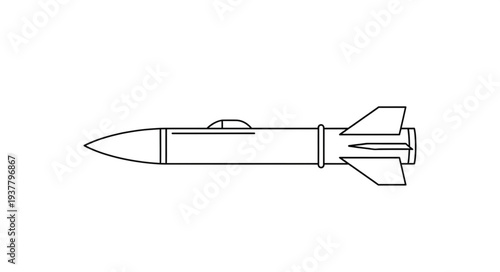 Simple Line Drawing of Missile.
