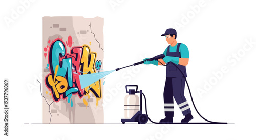 Pressure washing graffiti cleaning service vector