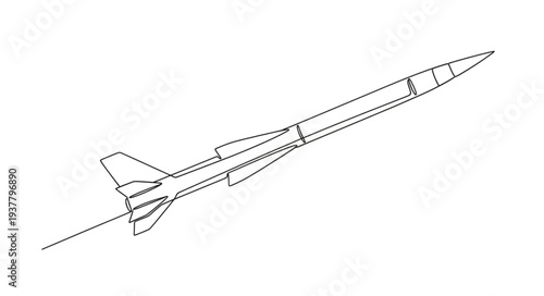 Simple Line Drawing of Missile.