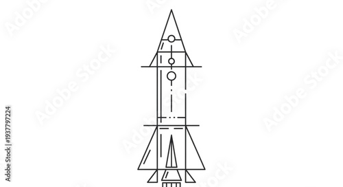 Simple Line Drawing of Rocket.