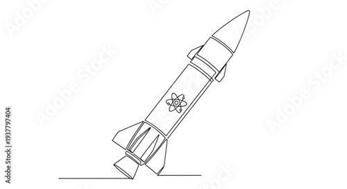Simple Line Drawing of Rocket.