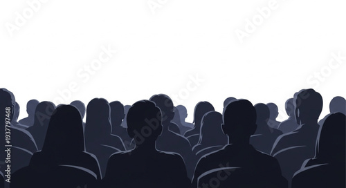 Silhouetted Crowd of People Standing Together.