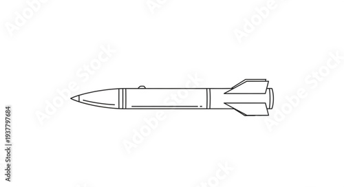 Simple Line Drawing of Rocket.