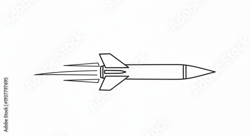 Simple Line Drawing of Rocket.