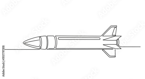 Simple Line Drawing of Missile.