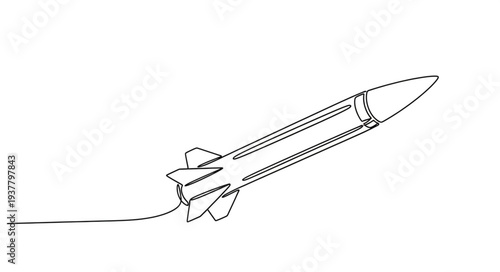 Simple Line Drawing of Rocket.