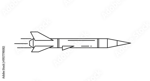 Simple Line Drawing of Missile.