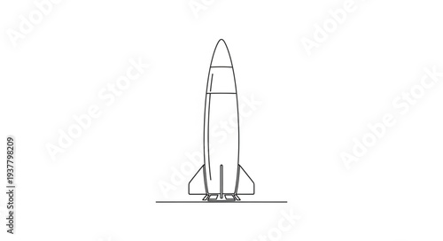 Simple Line Drawing of Rocket.