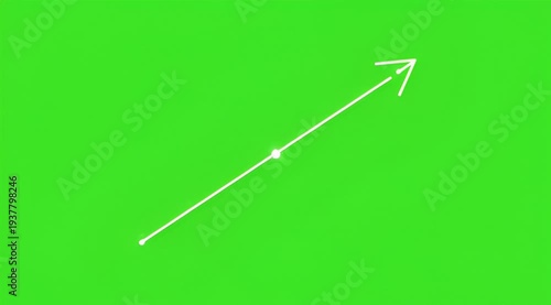 Diagonal Growth Arrow Icon on Green Screen Chroma Key Overlay