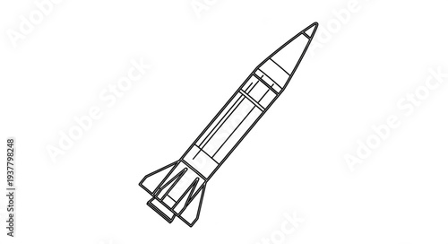 Simple Line Drawing of Rocket.