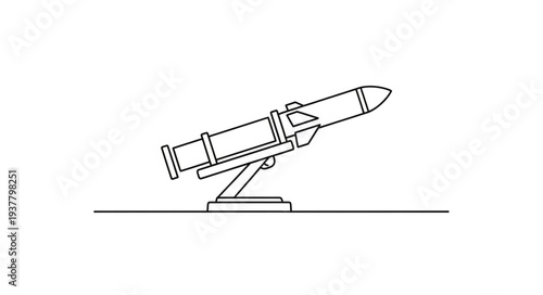 Simple Line Drawing of Rocket.