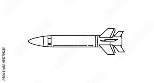 Simple Line Drawing of Missile.