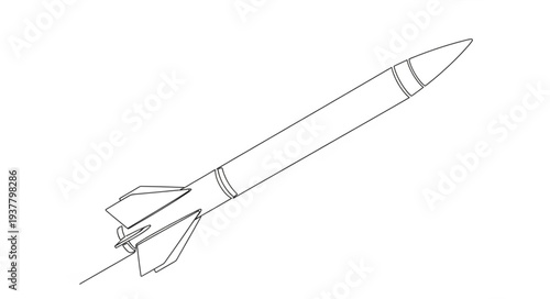 Simple Line Drawing of Rocket.