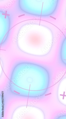 Abstract representation of atomic structure with positive and negative charges.