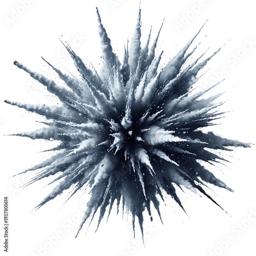 Dark blue ink splash isolated on transparent background with abstract design