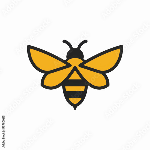 Yellow Bee Icon with Black Stripes.