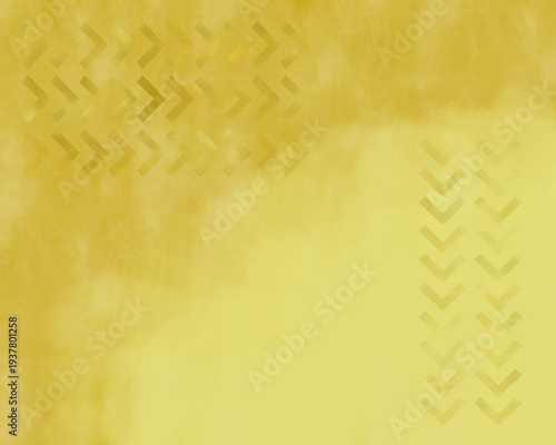 Abstract yellow watercolor texture background with geometric chevron patterns