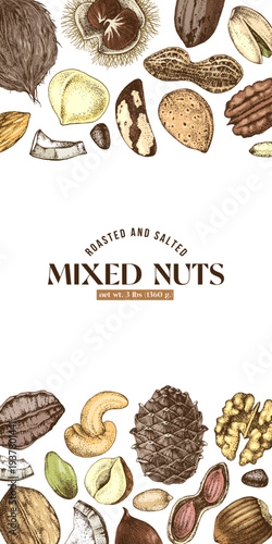 Mixed nuts illustration for package design