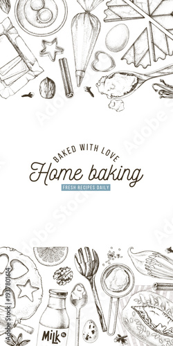 Baking tools and kitchen utensils vector