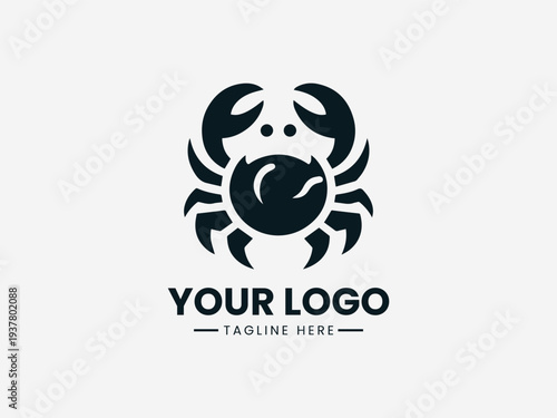 Crab Croissant black vector logo illustration on white background