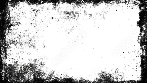 Grunge textured border frame with white center and black edges