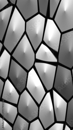 Abstract Geometric Pattern with Metallic Texture and Light Reflections.