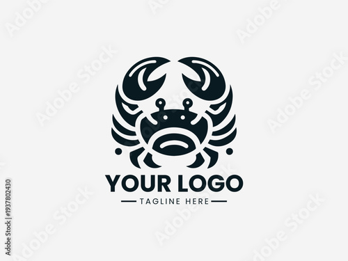 Crab Croissant black vector logo illustration on white background