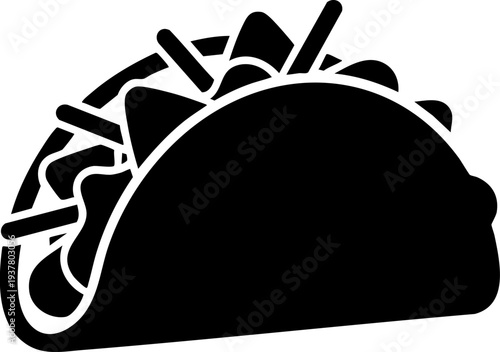 Mexican taco silhouette icon for street food