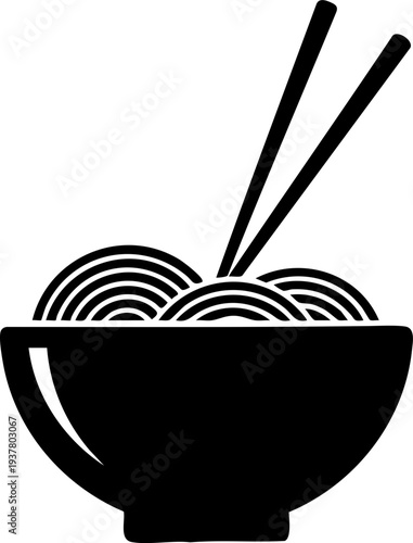 Noodle bowl and chopsticks icon for asian food