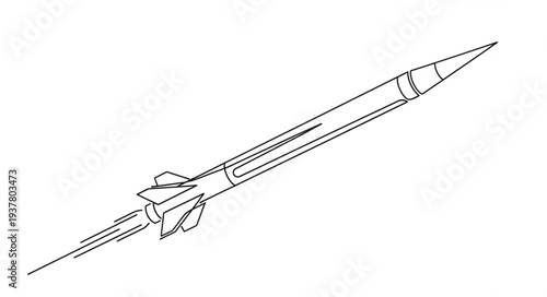 Simple Line Drawing of Missile.