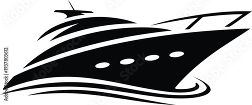 Luxury Yacht Vector Icon Isolated on White Background for Maritime Logo Design Nautical Travel and Speed Boat Branding