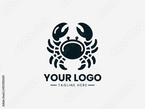 Crab Croissant black vector logo illustration on white background
