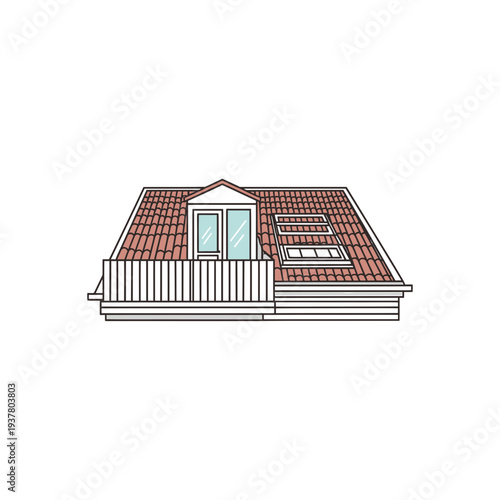 House Roof Top View vector illustration