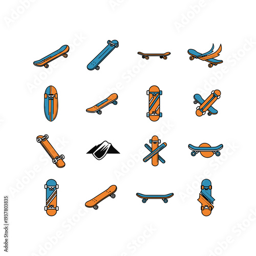 Skateboard Icons Set vector illustration